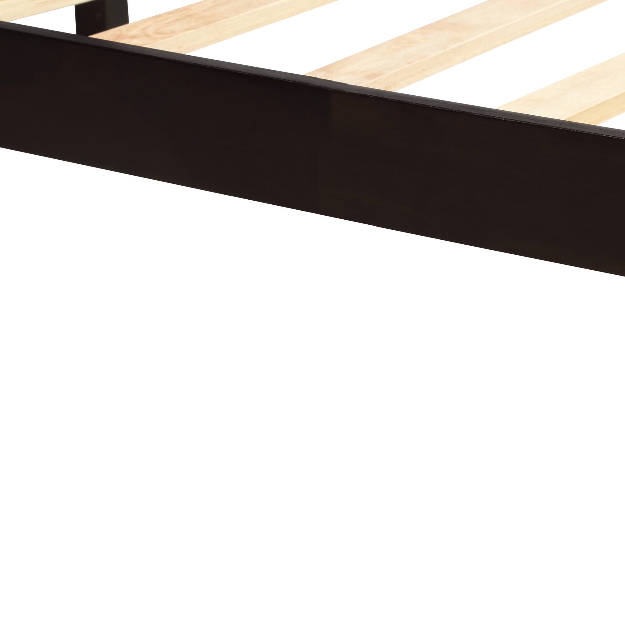 Alt View 4. Whisen - Platform Bed Frame with Headboard, Wood Slat Support, No Box Spring Needed - Espresso.