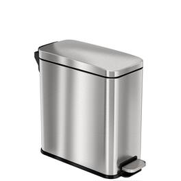 iTouchless - 3 Gallon SoftStep Stainless Steel Slim Step Pedal Bathroom Trash Can with AbsorbX Odor Filter - Silver