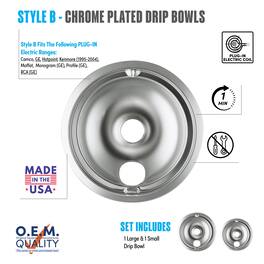 Range Kleen - 16672X Style B 2pk Economy Chrome Plated Drip Bowls, Large and Small
