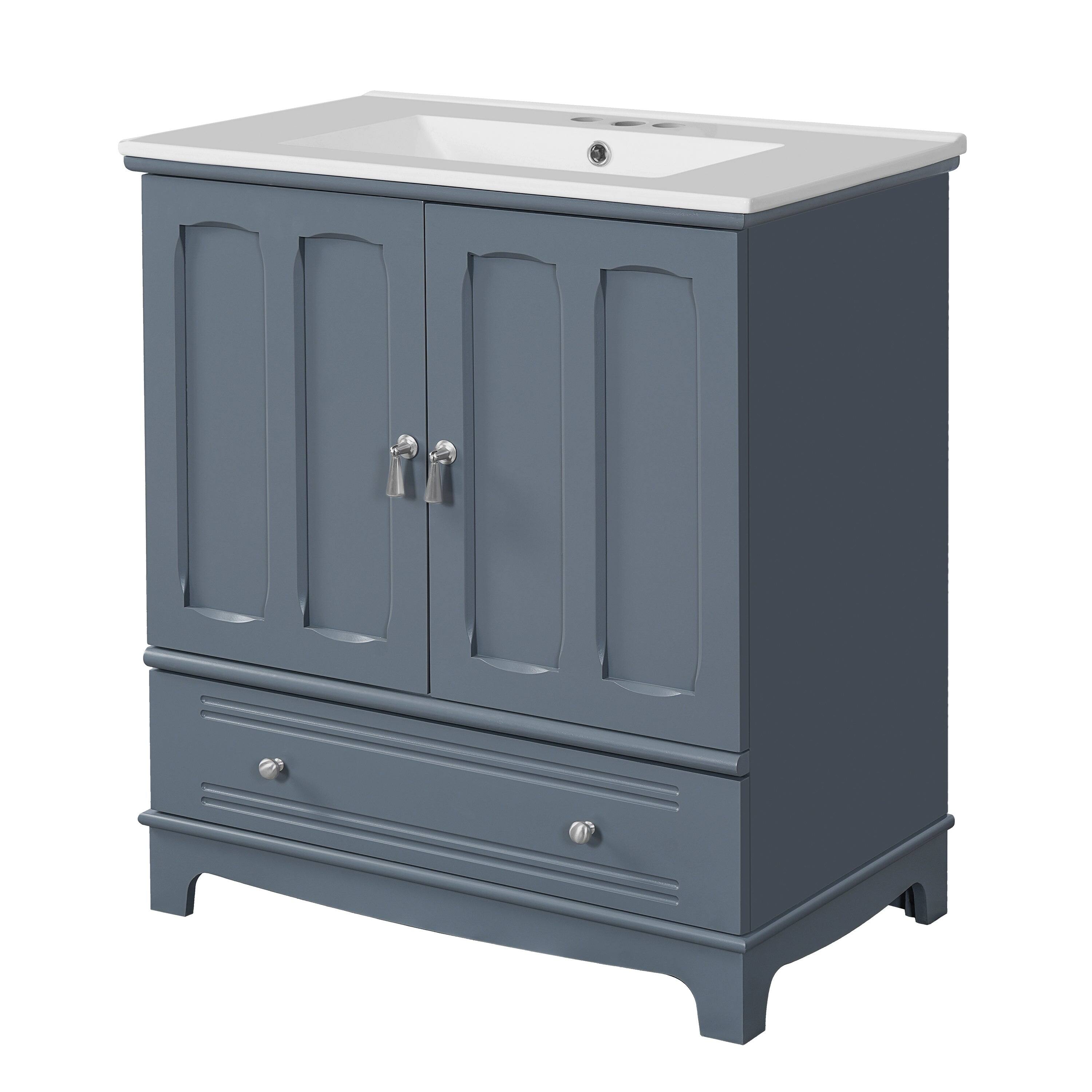 Alt View 10. Boyel Living - 30 Inch Bathroom Vanity with Ceramic Sink and Adjustable Shelf Blue - Blue.