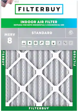 Filterbuy - 12x16x2 MERV 8 Dust & Allergy Defense, Electrostatic Pleated HVAC AC Furnace Air Filters Replacement (1-Pack) - Silver