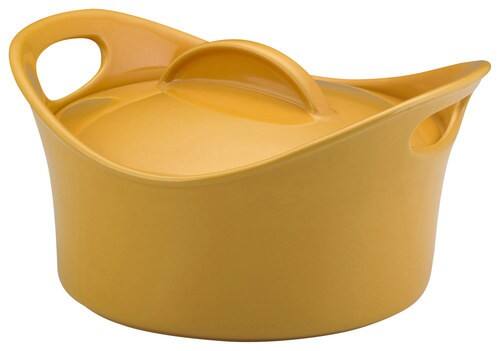 Angle. Rachael Ray - Bubble and Brown 2-3/4-Quart Casserole Dish - Yellow.