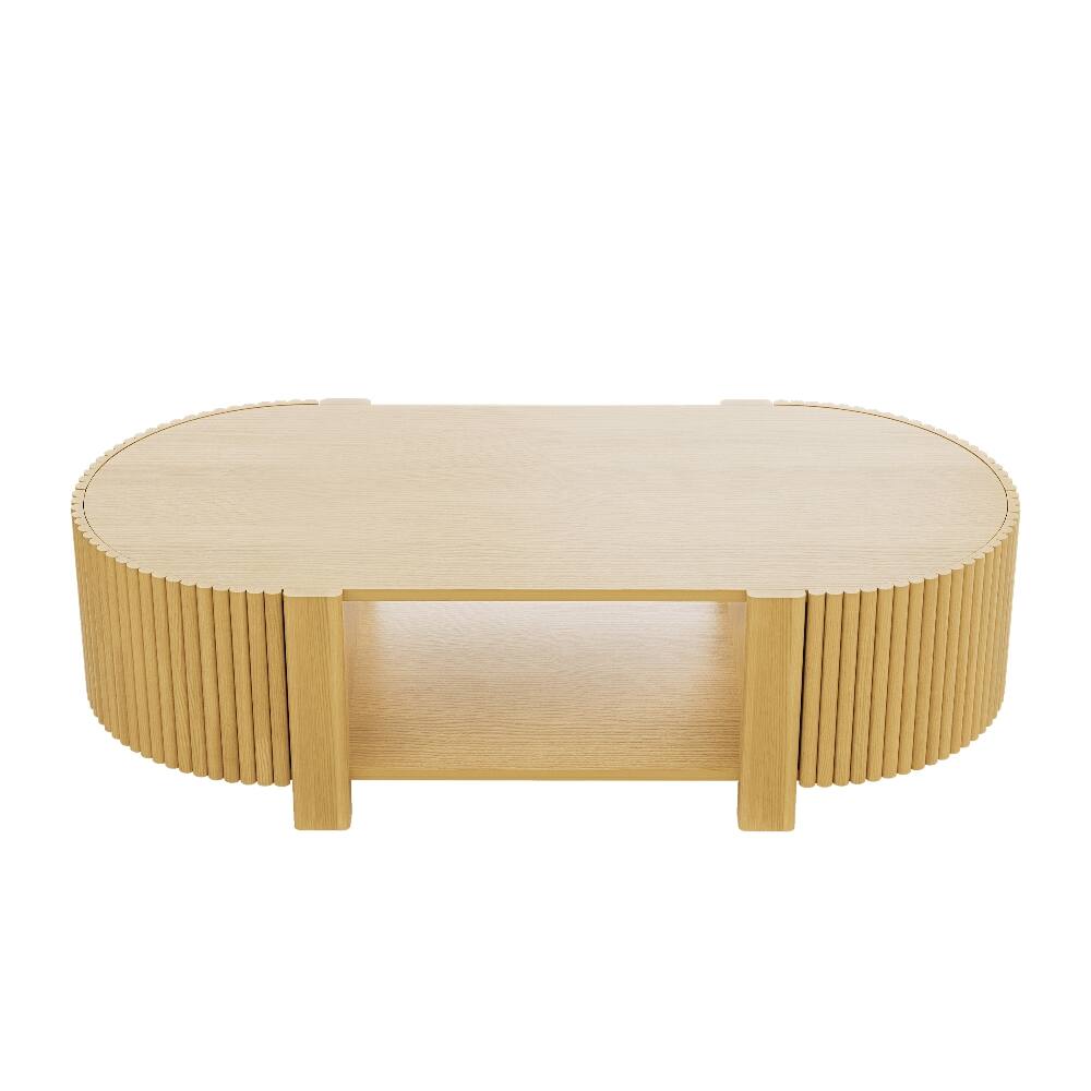 Alt View 9. Loheer - Loheer Living Room Table Set of 3 Solid Wood Coffee Table Natural - Natural.