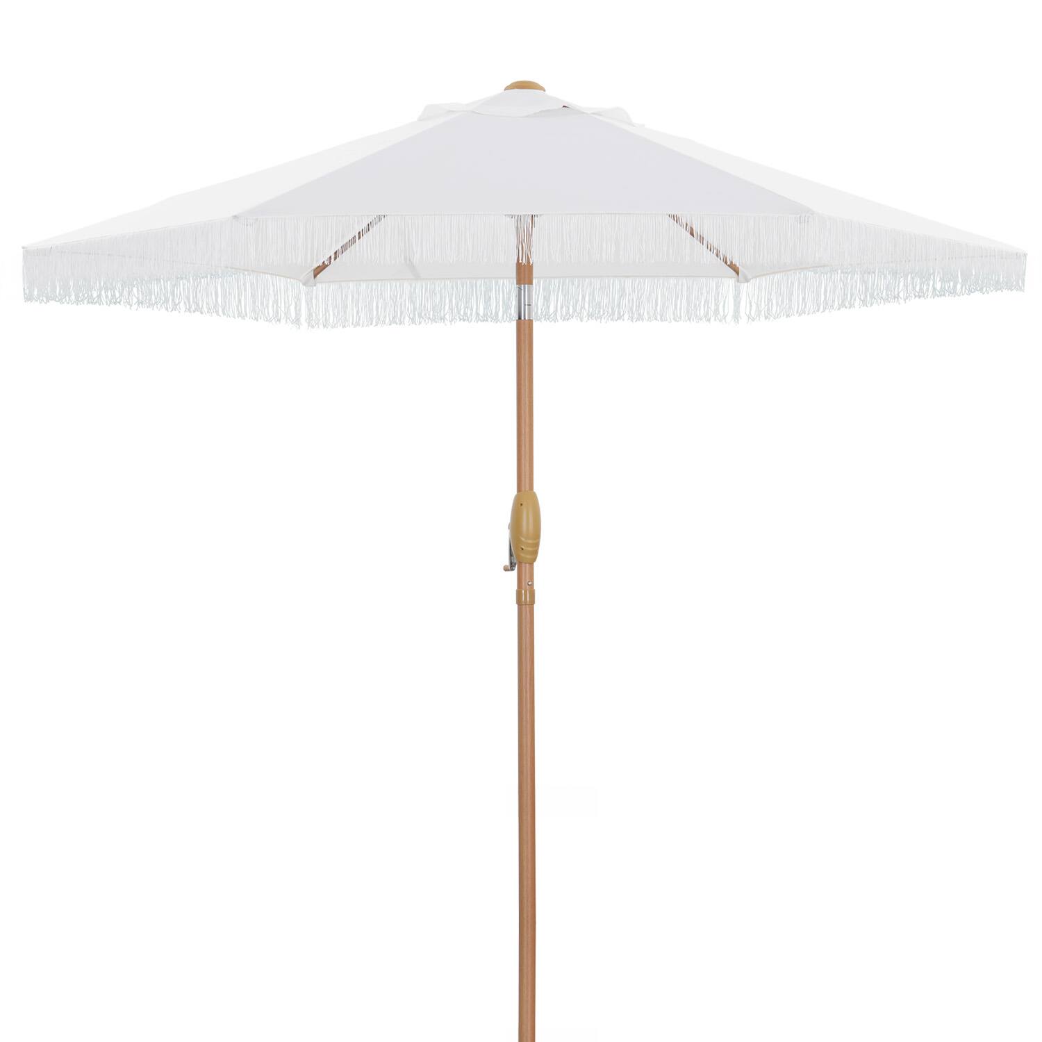 Angle. Ainfox - Ainfox 7.5ft Patio Umbrella with Fringe for Event Outdoor Garden Yard Deck Wedding Themed Restaurant Cafe Bistro Set - Beige.