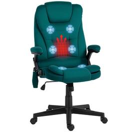 Homcom - 6 Point Vibrating Massage Office Chair with Heat, High Back Executive Office Chair with Reclining Backrest - Dark Green