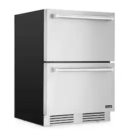 NewAir - 24 inch Refrigerator and Outdoor Freezer, Undercounter Refrigerator Freezer Convertible with Dual Zone Cooler and Drawer - Stainless Steel