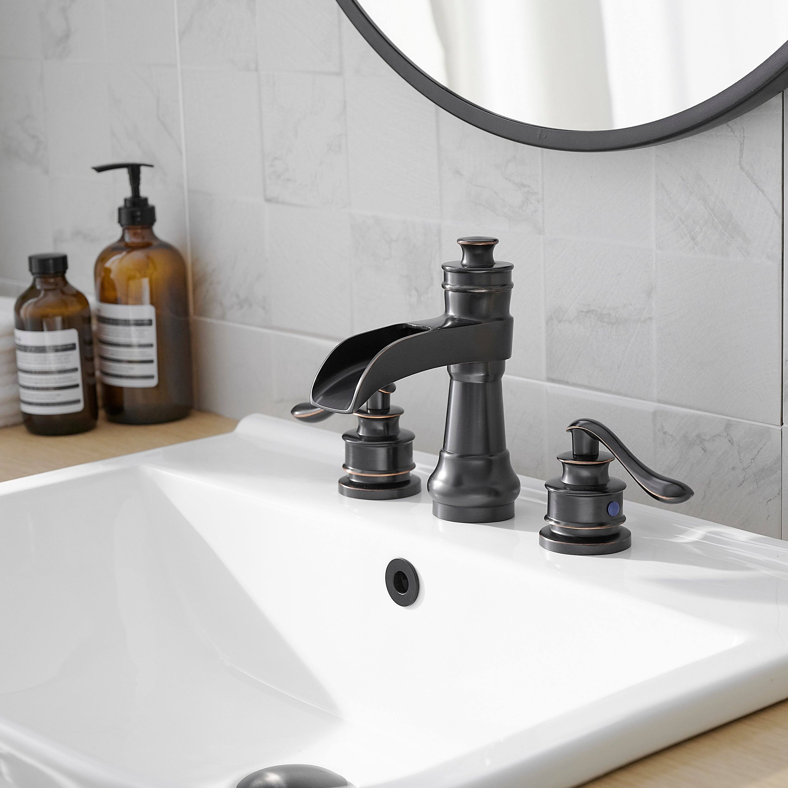 Alt View 1. Boyel Living - Waterfall 8-Inch Widespread 2-Handle Bathroom Faucet with Drain Kit in Oil Rubbed Bronze - Oil Rubbed Bronze.