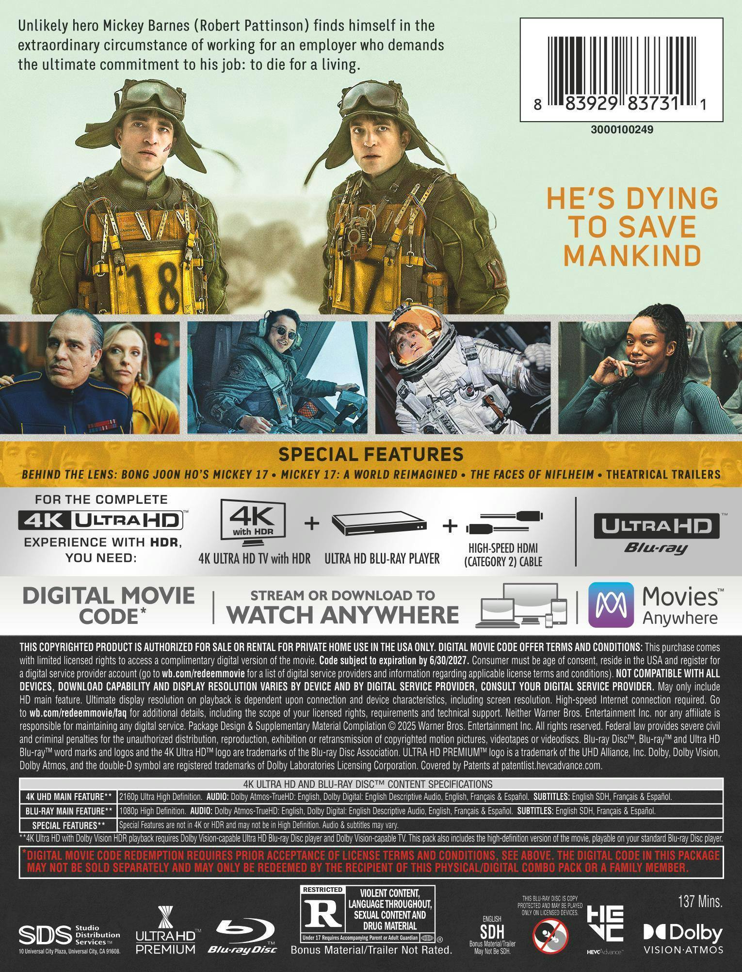 Back. Mickey 17 (Steelbook)   - 4K Blu-Ray.