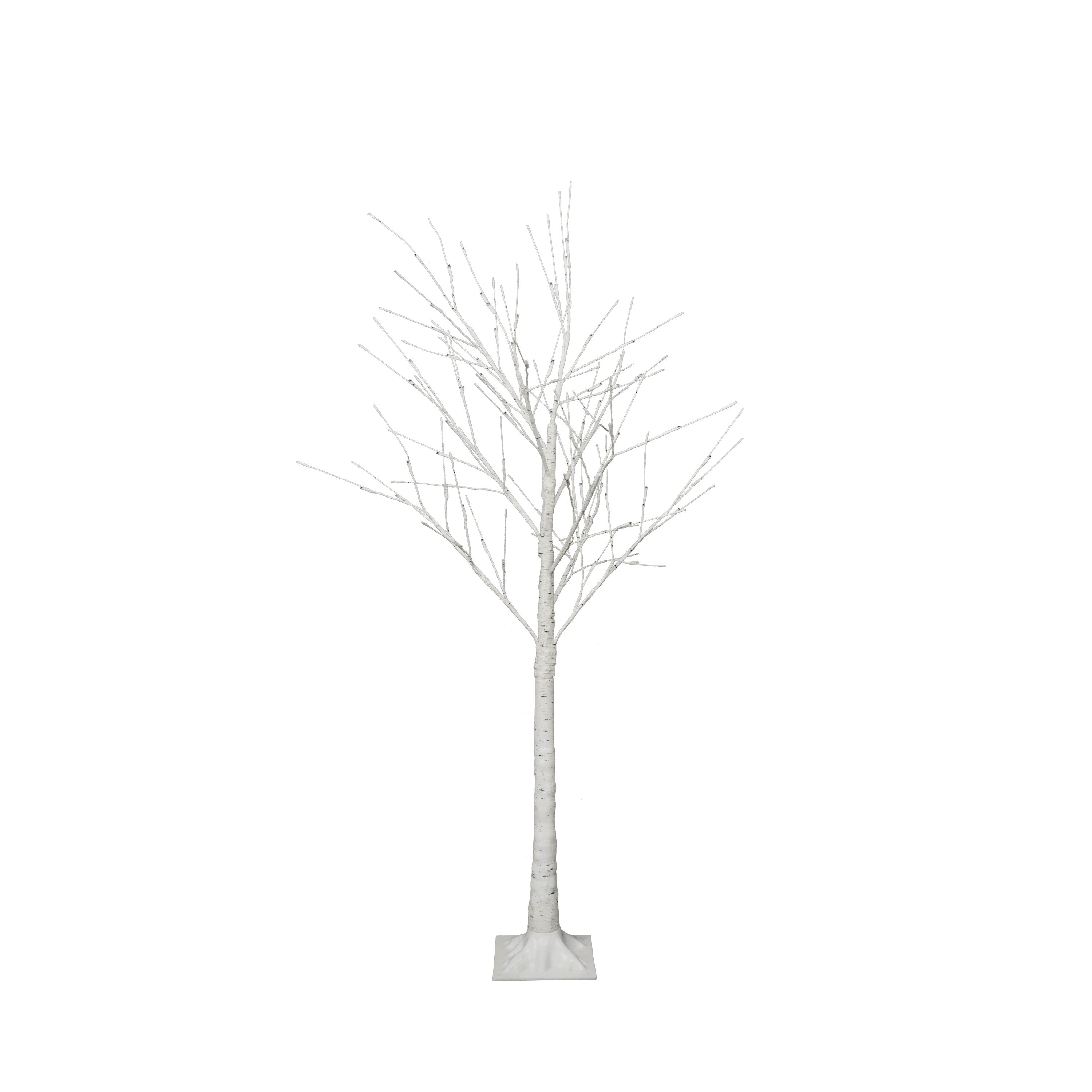 Alt View 9. BreeBe - Set of Lighted Birch Tree, 4FT 48 LED/5FT 72 LED/6FT 96 LED Artificial Tree with Warm White Lights - White.