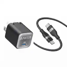 Nano USB-C GaN Charger (30W, PIQ 3.0, Foldable Plug, PPS) + Anker Nano USB-C to USB-C Cable (6 ft, 240W) - Phantom Black