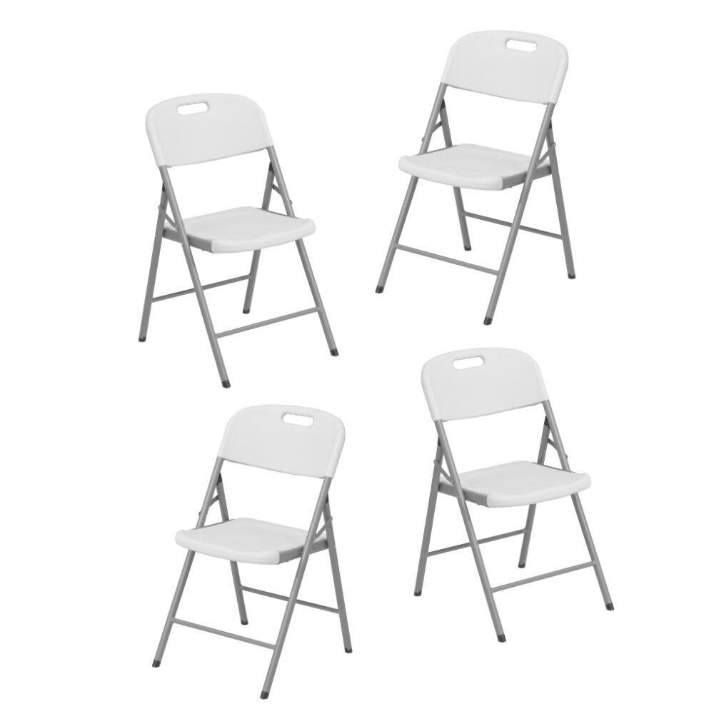 Front. GOODSILO - Granite White Folding Chair - Ergonomic Design for Indoor and Outdoor Events, Set of 4 - White.