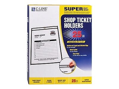 "C-line - Stitched Job Ticket Holder, 8.5"" x 11"", 25/Box - Clear/Black" price history on PriceWatchPro