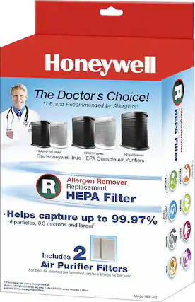 Front. Honeywell - HEPA Replacement Filter 2-pk HRF-R2 - White.
