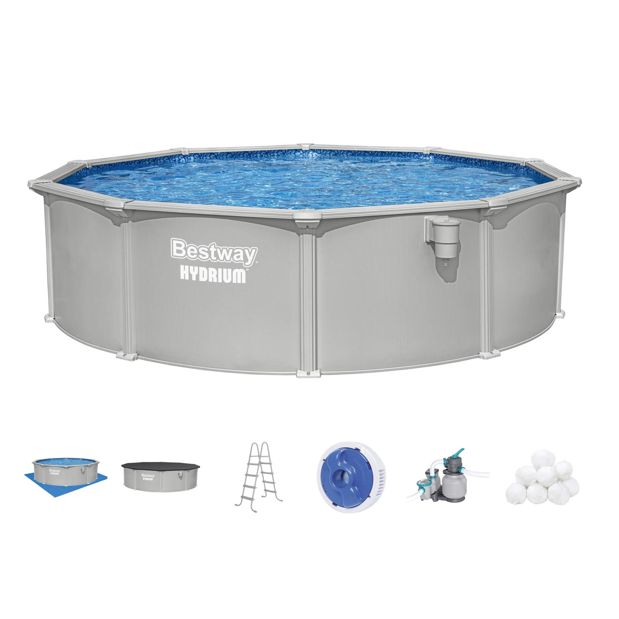 "Bestway - Hydrium 15' x 48"" Round Steel Wall Above Ground Pool Set - Gray" price history on PriceWatchPro