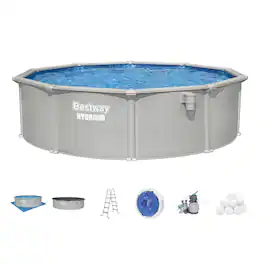 Bestway - Hydrium 15' x 48" Round Steel Wall Above Ground Pool Set - Gray