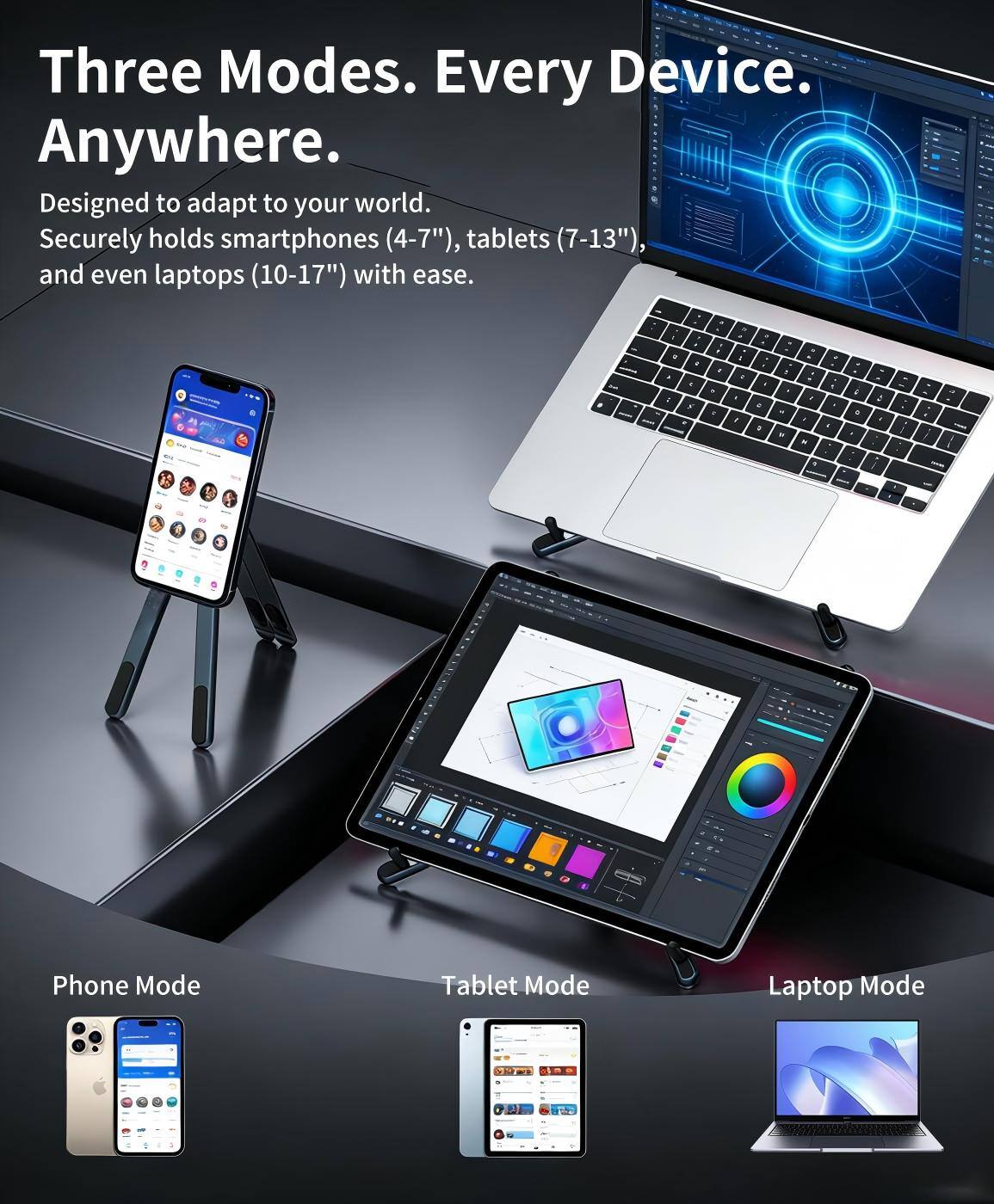 PRIMEPLUS 3 in 1 Portable Foldable Laptop Stand, Ergonomic 8 Level ...