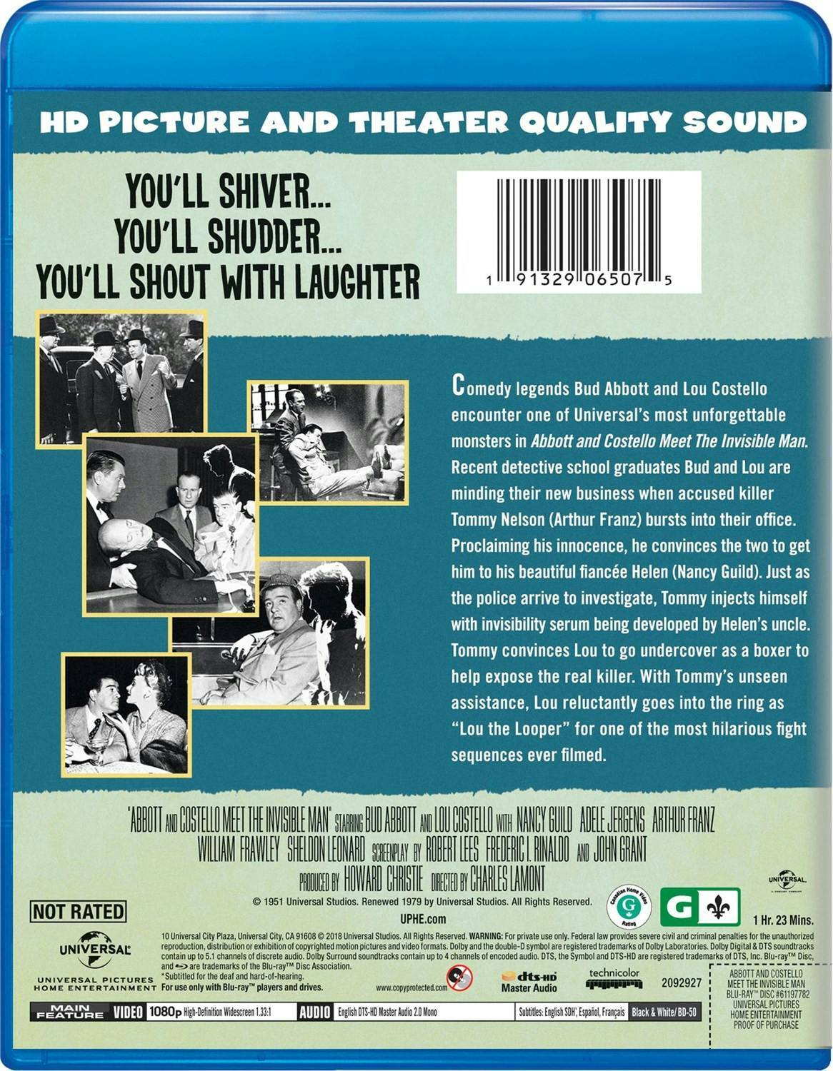 Back. Abbott and Costello Meet the Invisible Man [Blu-ray].