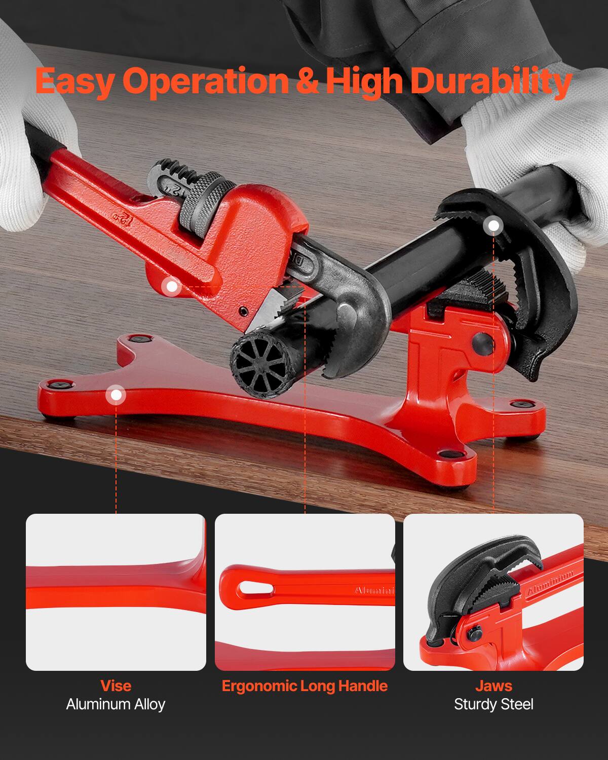Easy Operation & High Durability

DI Aluminio Aluminum Vise Aluminum Alloy Ergonomic Long Handle Jaws Sturdy Steel