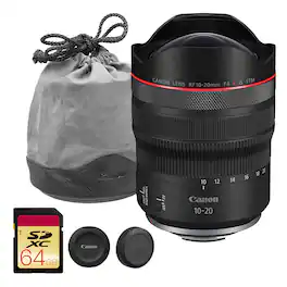 Canon - RF 10-20mm f/4 L IS STM Lens (6182C002) 64GB Card Landscape Photography Bundle - Black