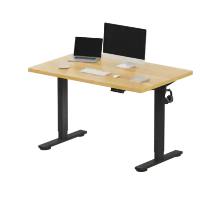 Front. FlexiSpot - FlexiSpot E2 48''W x 30''D Electric Adjustable Standing Desk Chipboard, Maple/Black - Maple.