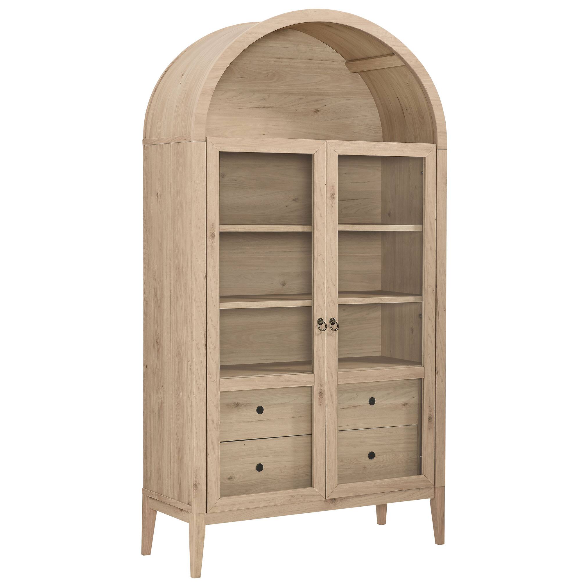 Angle. Modway - Nolan 74" Tall Wide Arched Storage Display Cabinet by Modway - Light Oak.