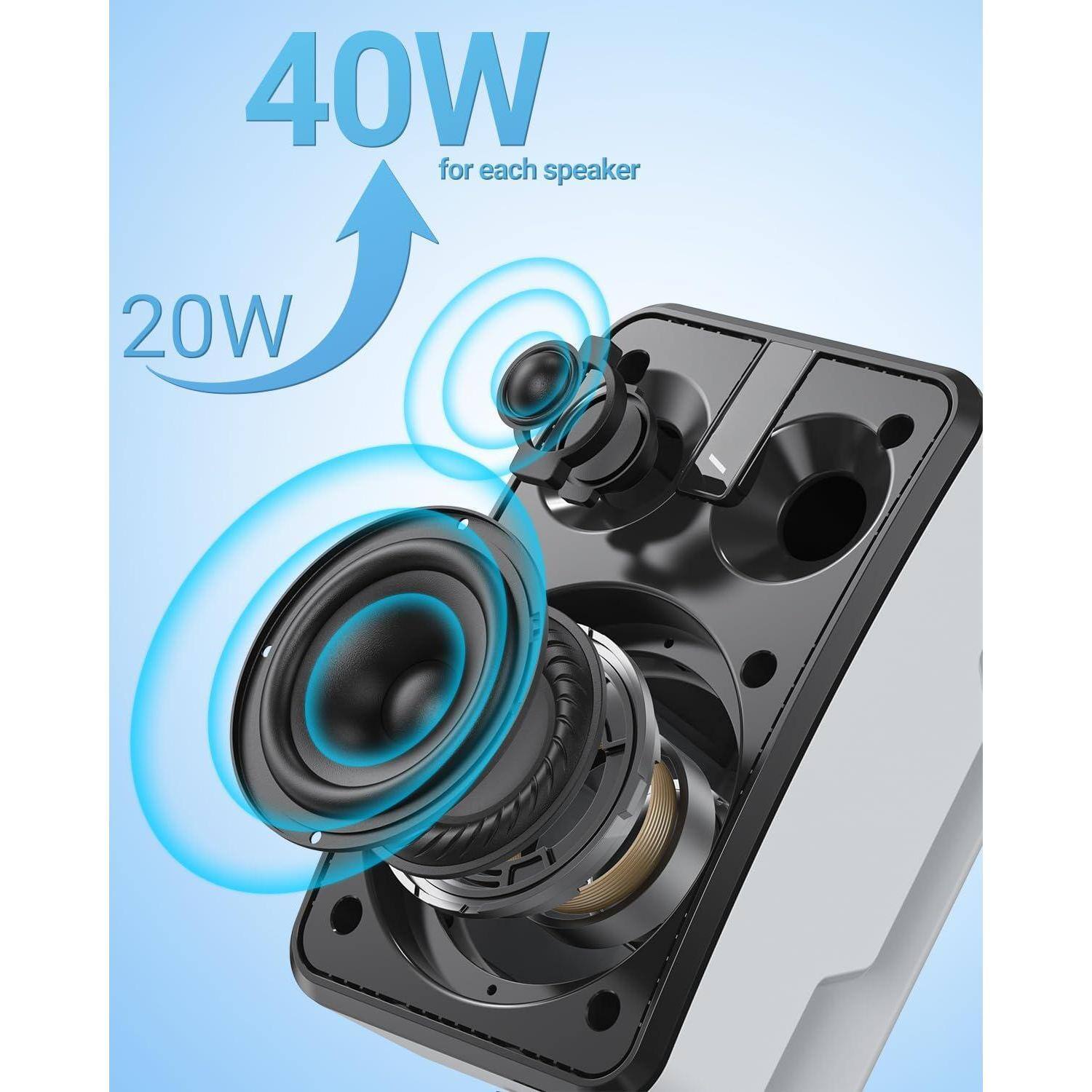 40W for each speaker  
20W