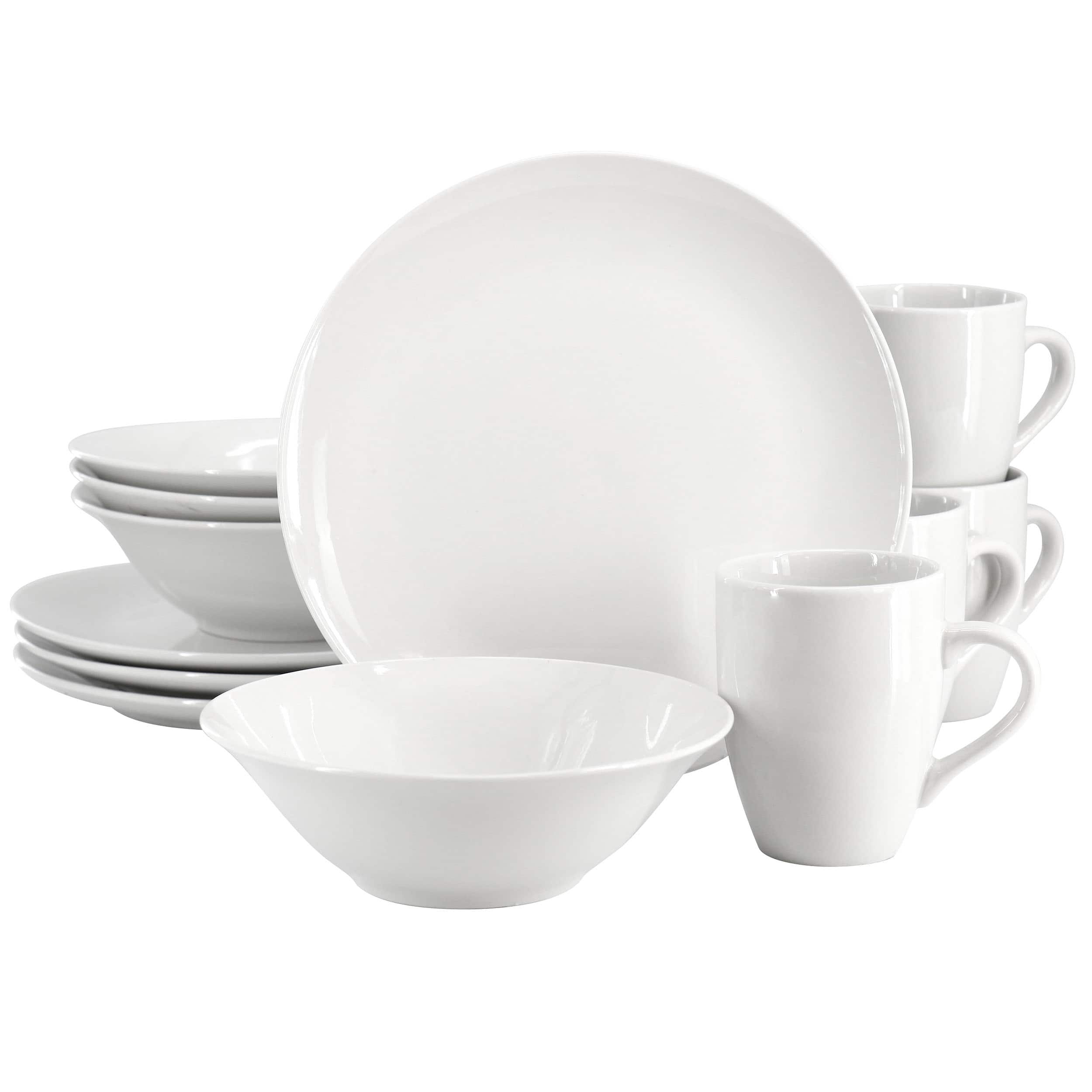Gibson - Home Wintercap 12 Piece Fine Ceramic Dinnerware Set - White