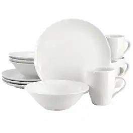 Gibson - Home Wintercap 12 Piece Fine Ceramic Dinnerware Set - White
