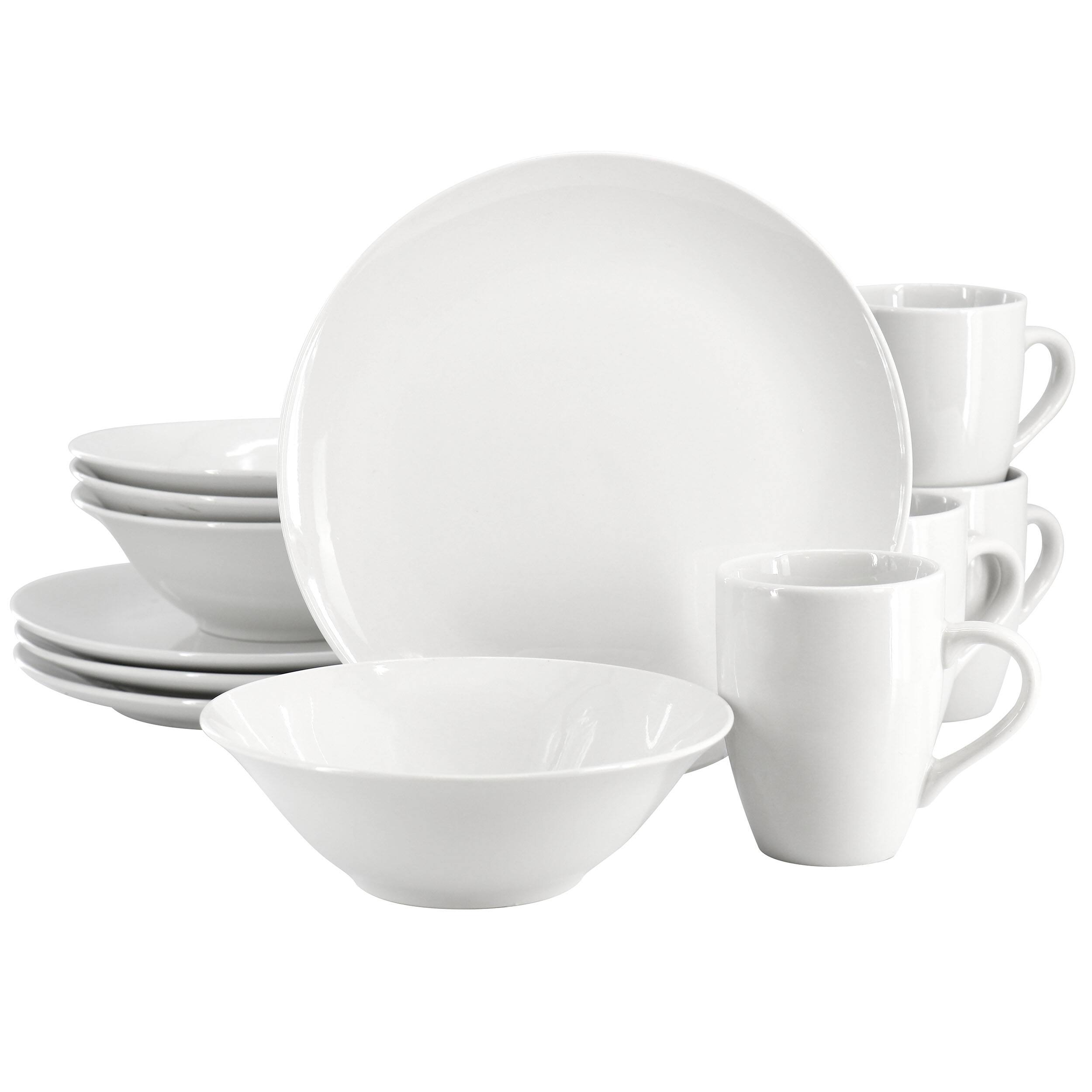 Gibson - Home Wintercap 12 Piece Fine Ceramic Dinnerware Set - White