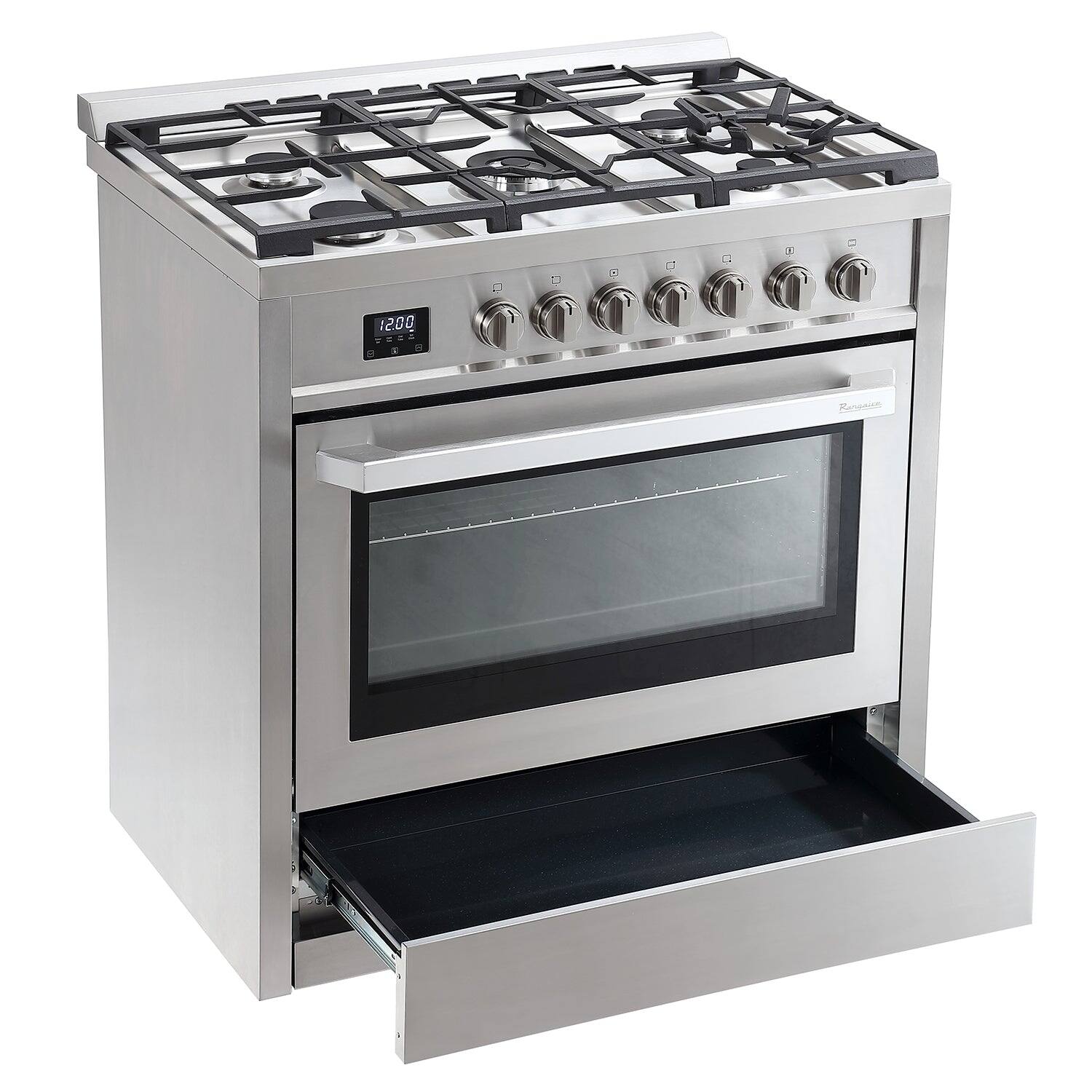 Alt View 1. Rangaire - Rangaire 36" Gas Range Convection Oven Freestanding Stainless Steel RRG361TS - Stainless steel.