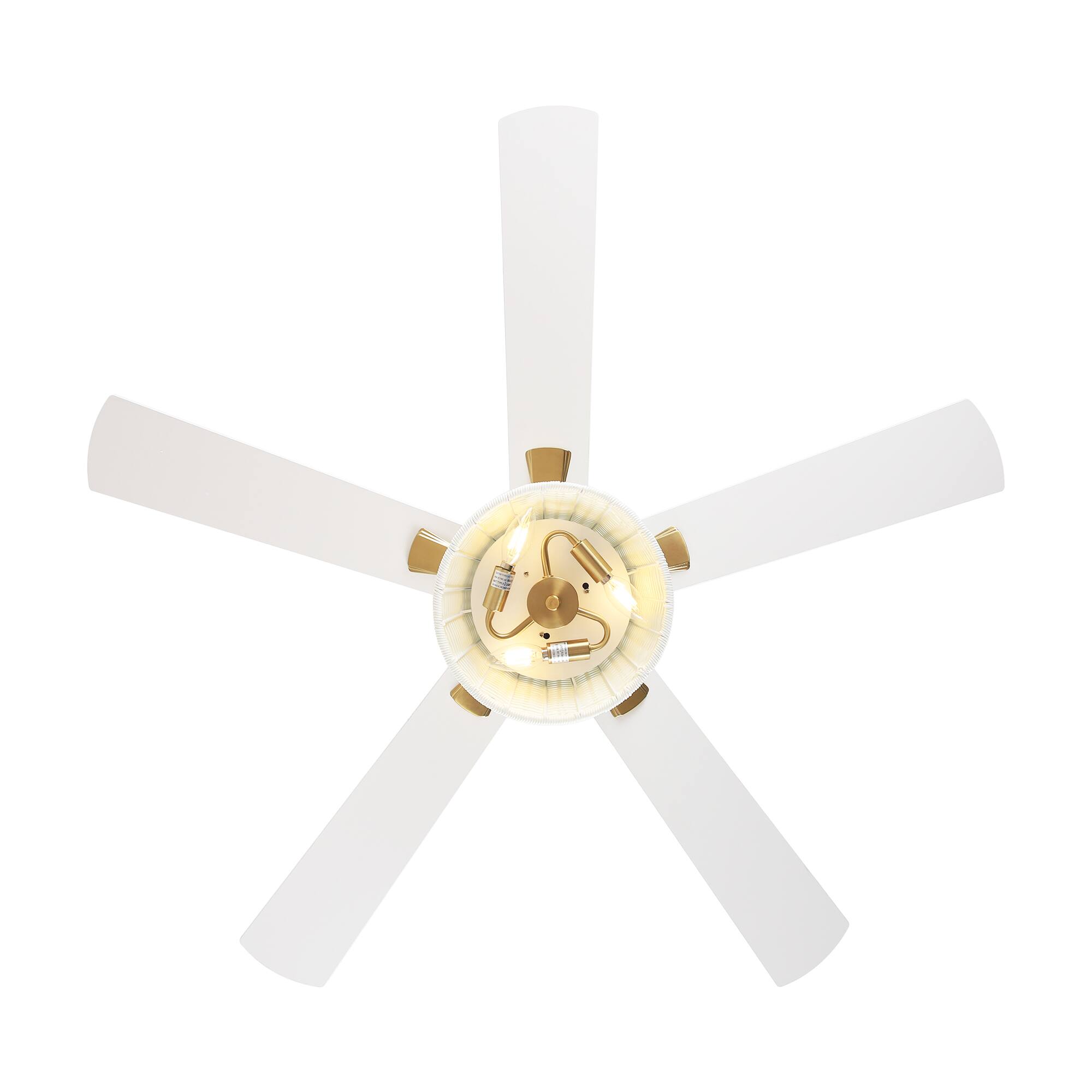 Alt View 10. Parrot Uncle - 52" Bohemian Brass Ceiling Fan with Remote and White Woven Plastic Rattan - Brass.
