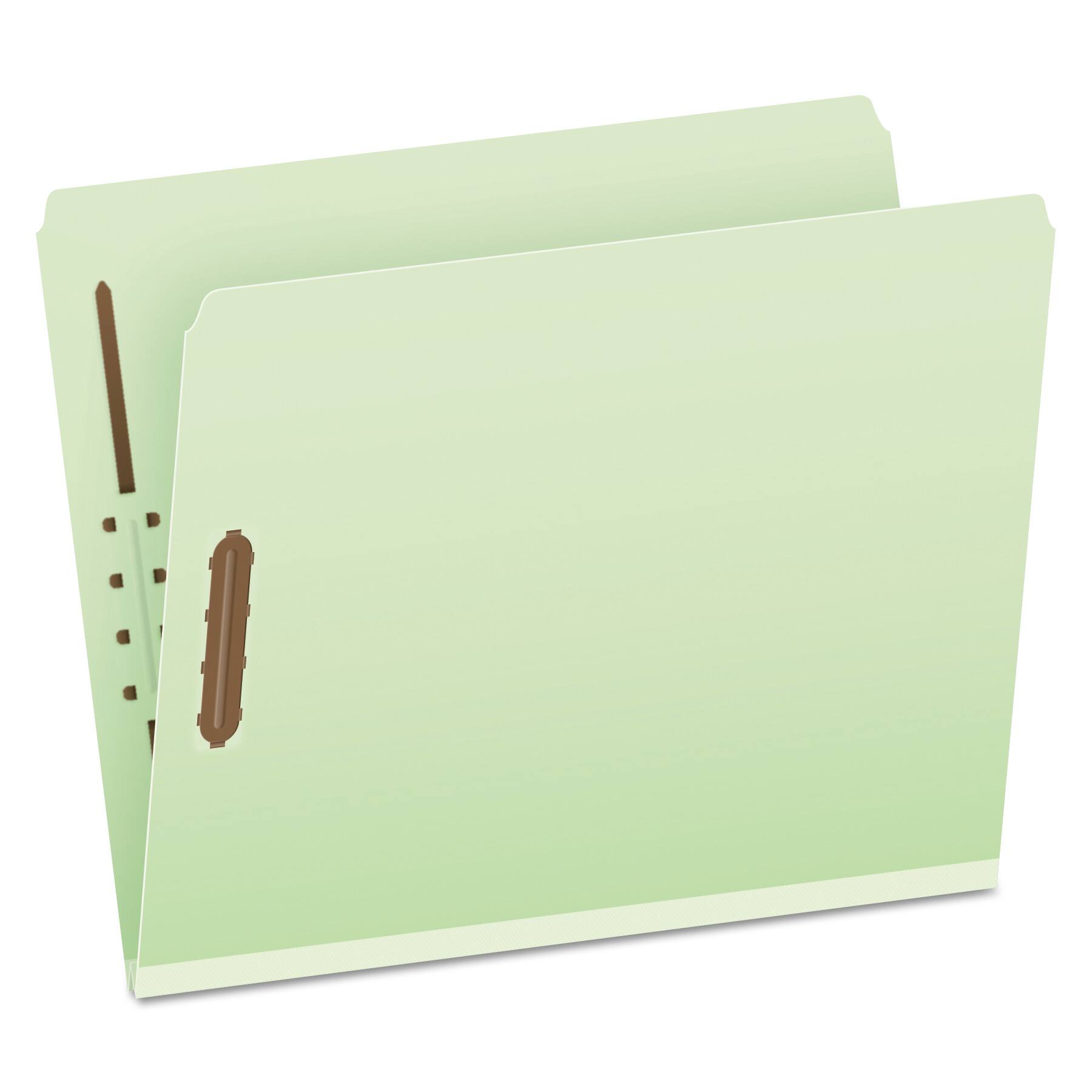 Front. Tops Business Forms - Heavy-Duty Pressboard Folders with Embossed Fasteners, 2" Expansion, 2 Fasteners, Letter Size, Green, 25/Box.