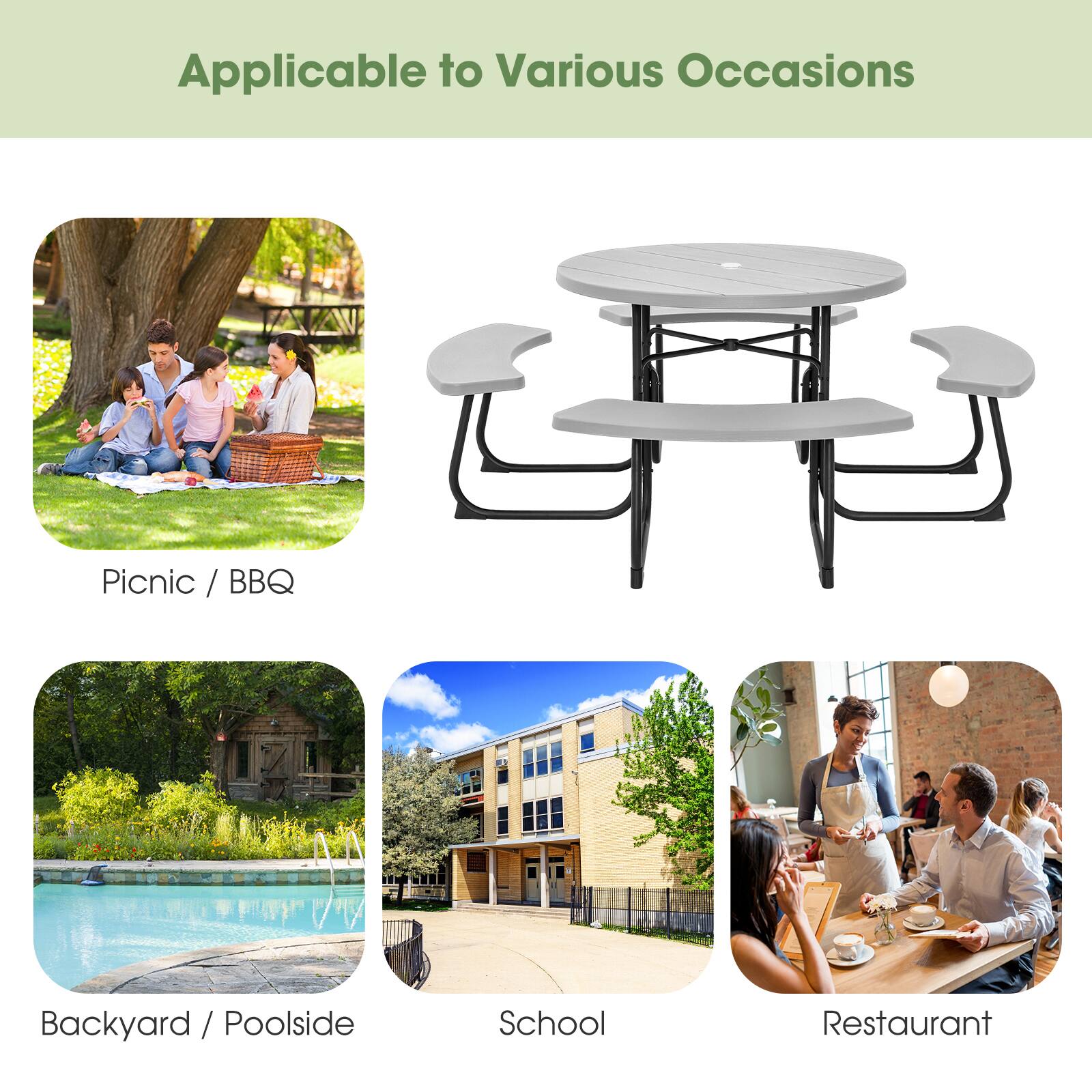 Applicable to Various Occasions

Picnic / BBQ

Backyard / Poolside

School

Restaurant