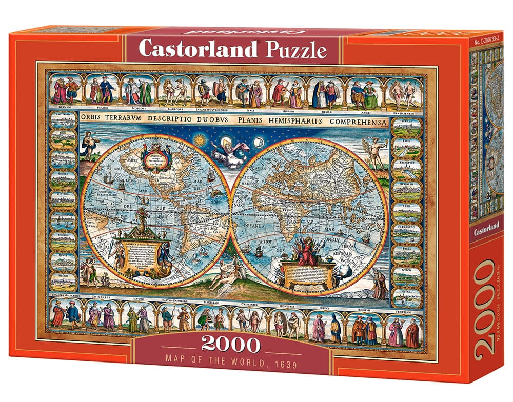 Castorland - 2000 Piece Jigsaw Puzzles, Map of the world 1639, Cartographic map, Historic puzzles, Geographic, C-200733-2 - Red price history on PriceWatchPro