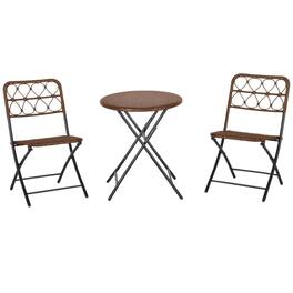 Resenkos - 3PC Rattan Wicker Bistro Set, Two Chairs And A Center Table, Foldable - Brown