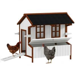 Pawhut - 47" Chicken Coop Wooden Chicken House Rabbit Hutch with Nesting Box