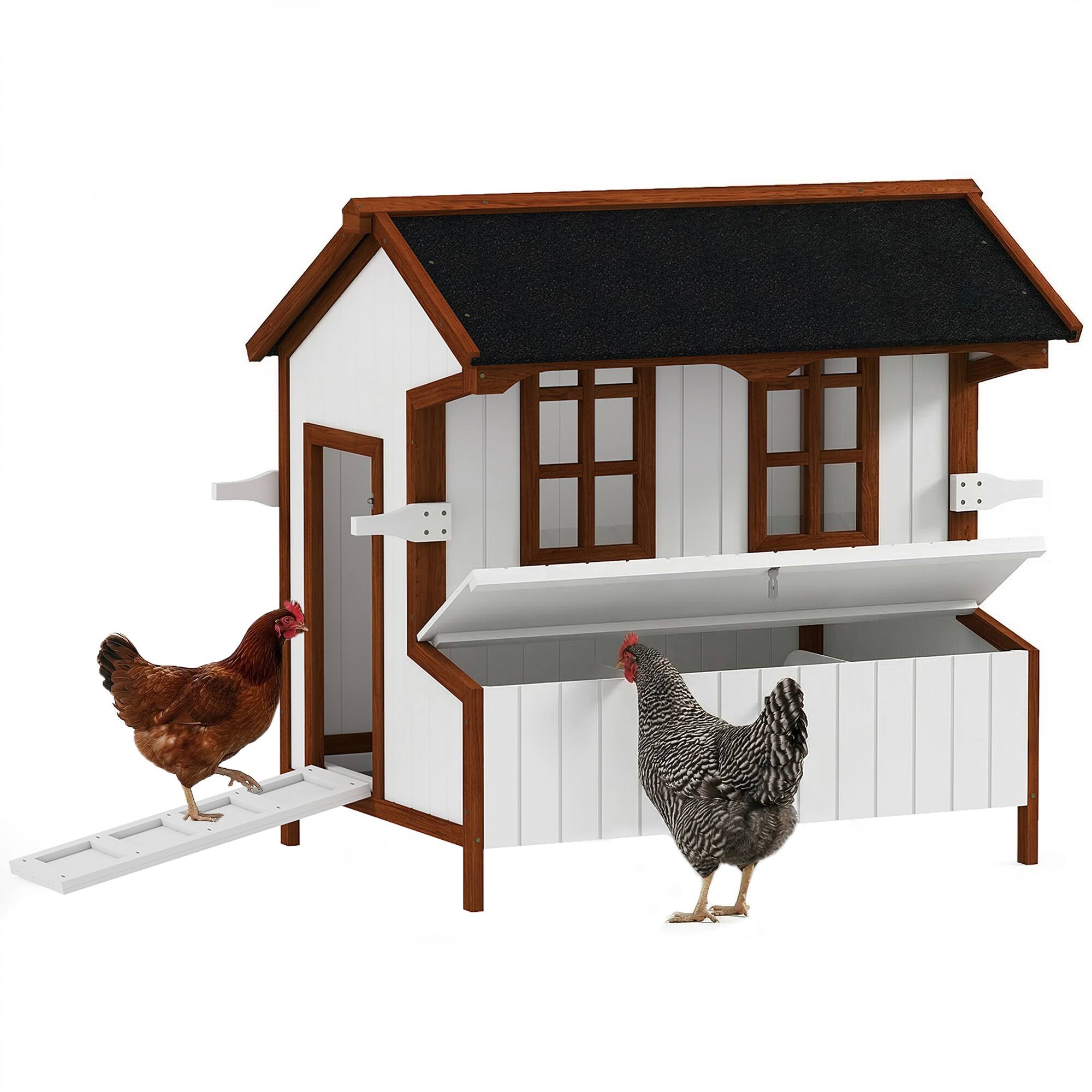 Front. Pawhut - 47" Chicken Coop Wooden Chicken House Rabbit Hutch with Nesting Box.