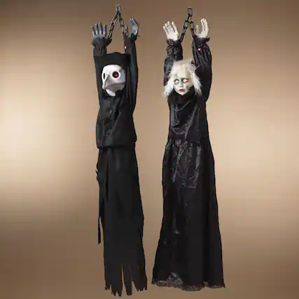 Front. The Gerson Companies - Gerson 4 ft. Lighted Animated Hanging Figurine Halloween Decor - Black.
