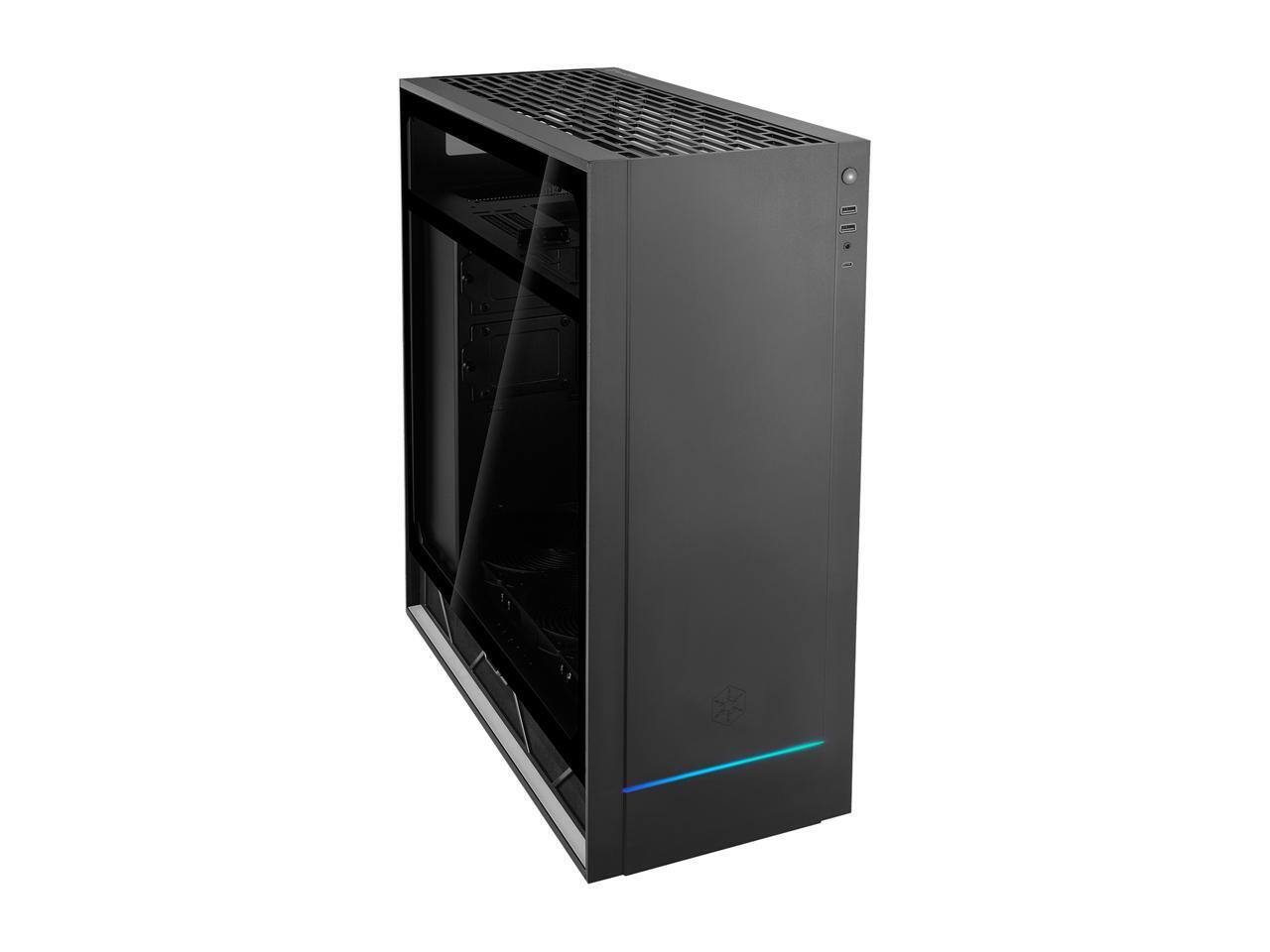Alt View 4. SilverStone - SilverStone ALTA F1 SST-ALF1B-G Black Aluminuml / Steel / Tempered Glass ATX Mid Tower Computer Case - Black.