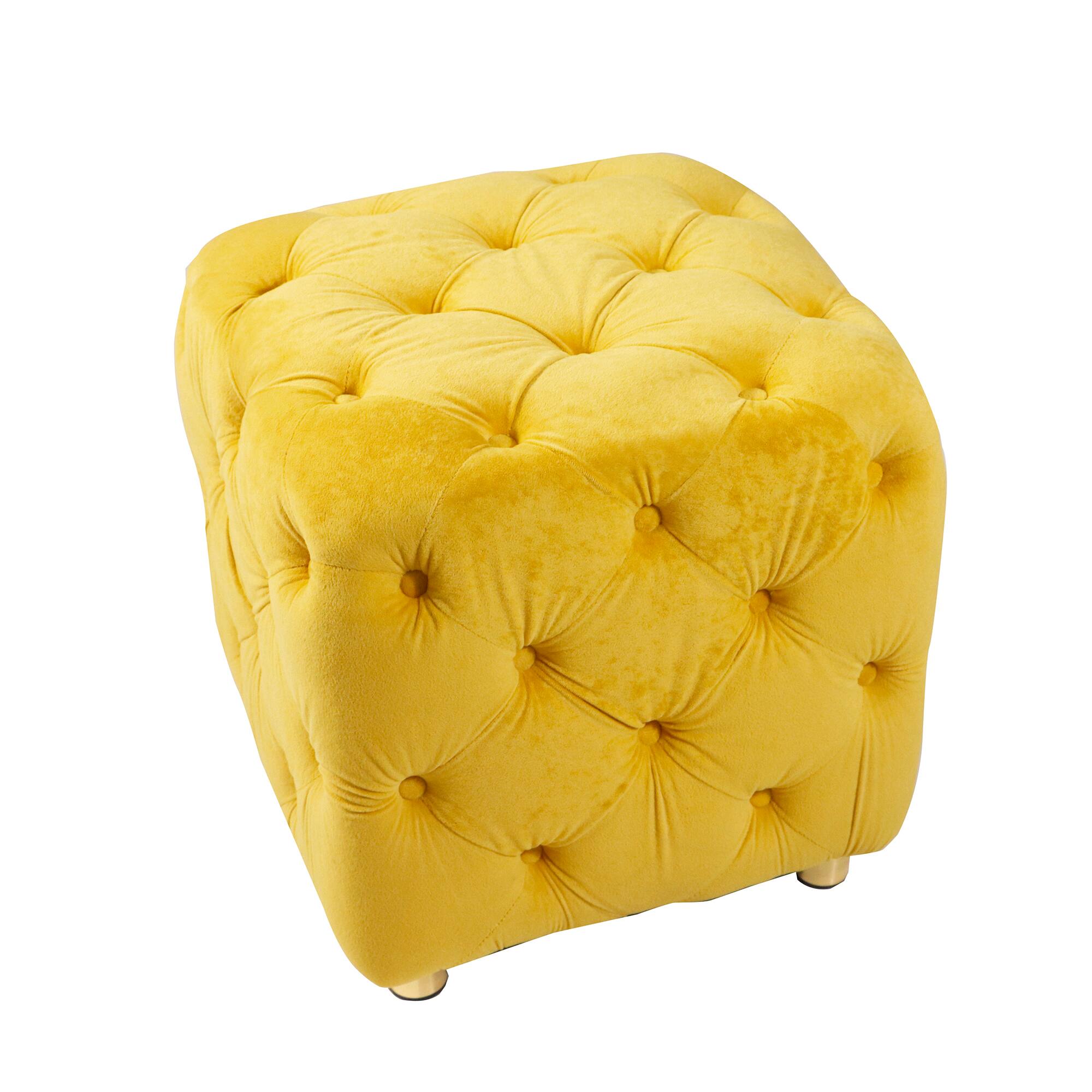 Alt View 6. GOODSILO - Modern Velvet Upholstered Ottoman with Storage, Versatile Foot Stool and End Table for Living Room and Bedroom - Yellow.