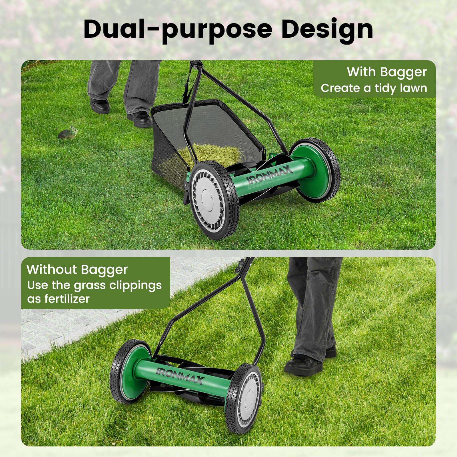 Dual-purpose Design

With Bagger
Create a tidy lawn

Without Bagger
Use the grass clippings as fertilizer