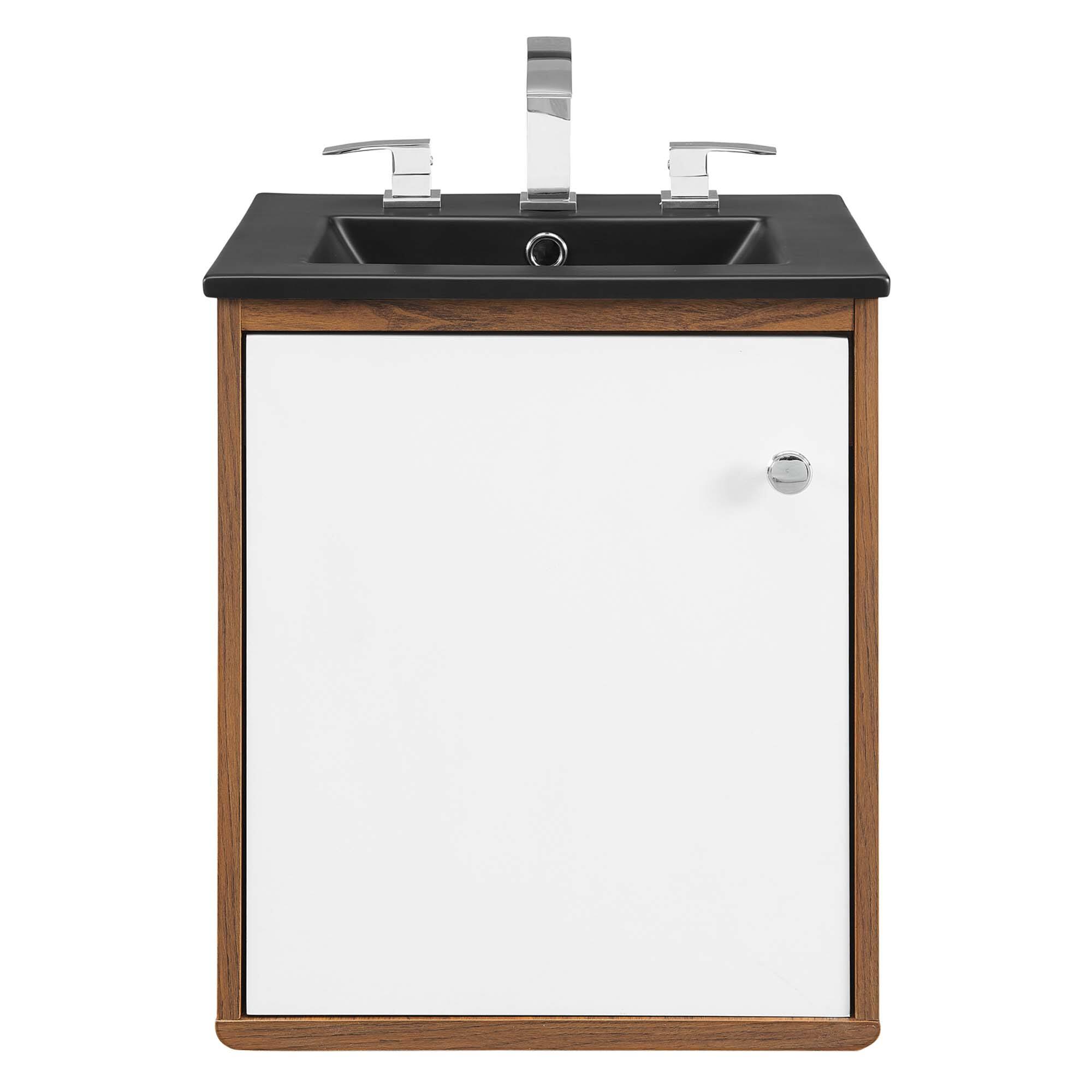 Alt View 2. Modway - Transmit Wall-Mount Bathroom Vanity Basin Included - Walnut Black.
