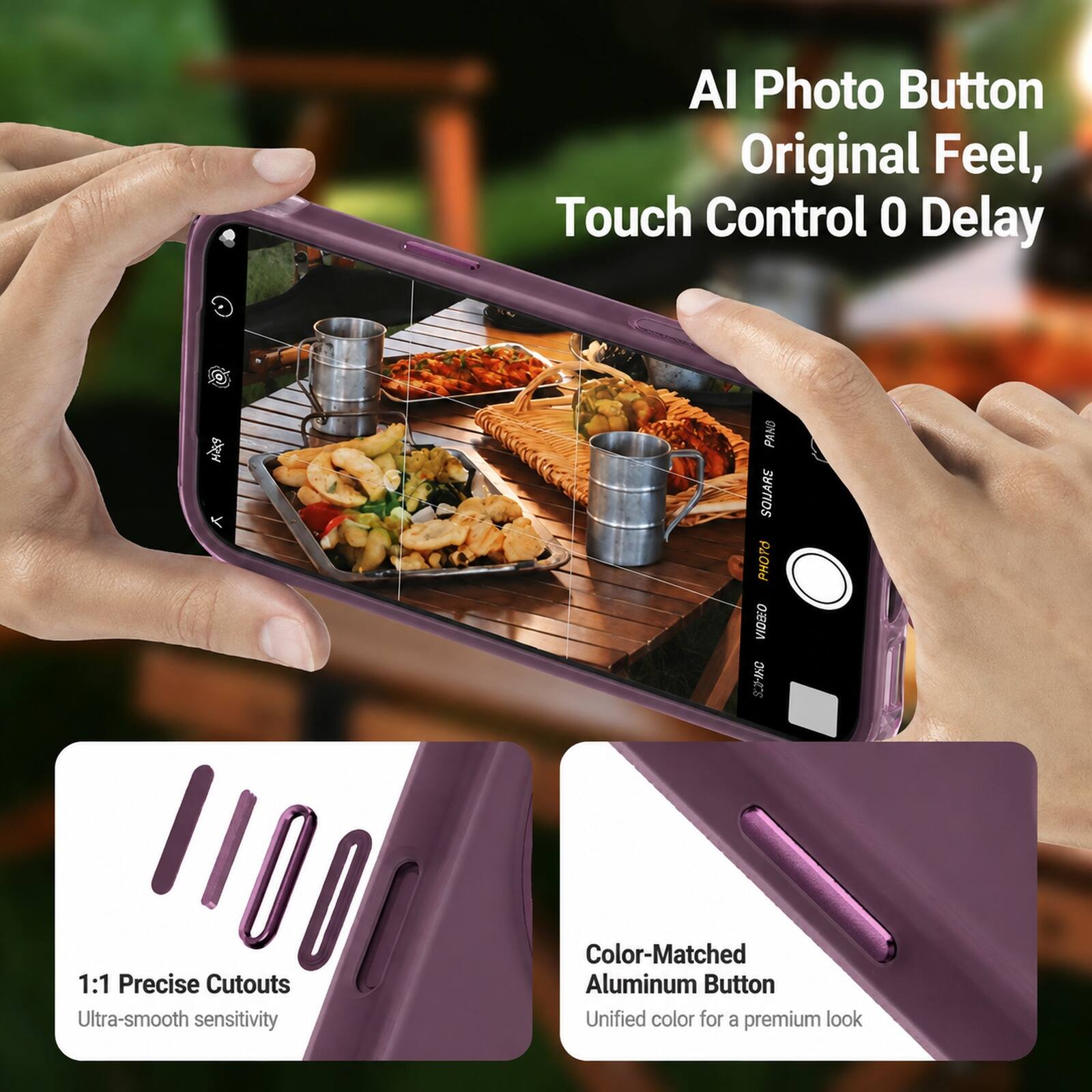 AI Photo Button Original Feel, Touch Control 0 Delay

PANO SOIJARS PHOTO VIDEO Serving

1:1 Precise Cutouts Ultra-smooth sensitivity

Color-Matched Aluminum Button Unified color for a premium look