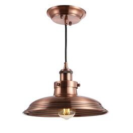 Jonathan Y - Bedford 11" Adjustable Iron Industrial Rustic LED Pendant - Copper