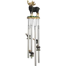 FC Design - 23" Long Round Top Moose Wind Chime Outdoor Patio or Garden Hanging Decoration - Multi-Color