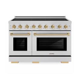 ZLINE - Autograph 48 in. 6.7 cu. ft. Paramount Freestanding Induction Range with 7 Element Cooktop & Polished Gold Accents - Stainless Steel