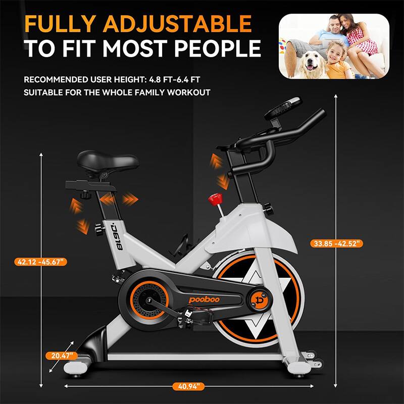 FULLY ADJUSTABLE TO FIT MOST PEOPLE  
RECOMMENDED USER HEIGHT: 4.8 FT-6.4 FT  
SUITABLE FOR THE WHOLE FAMILY WORKOUT  

42.12 - 45.67"  
33.85 - 42.52"  
20.47"  
40.94"