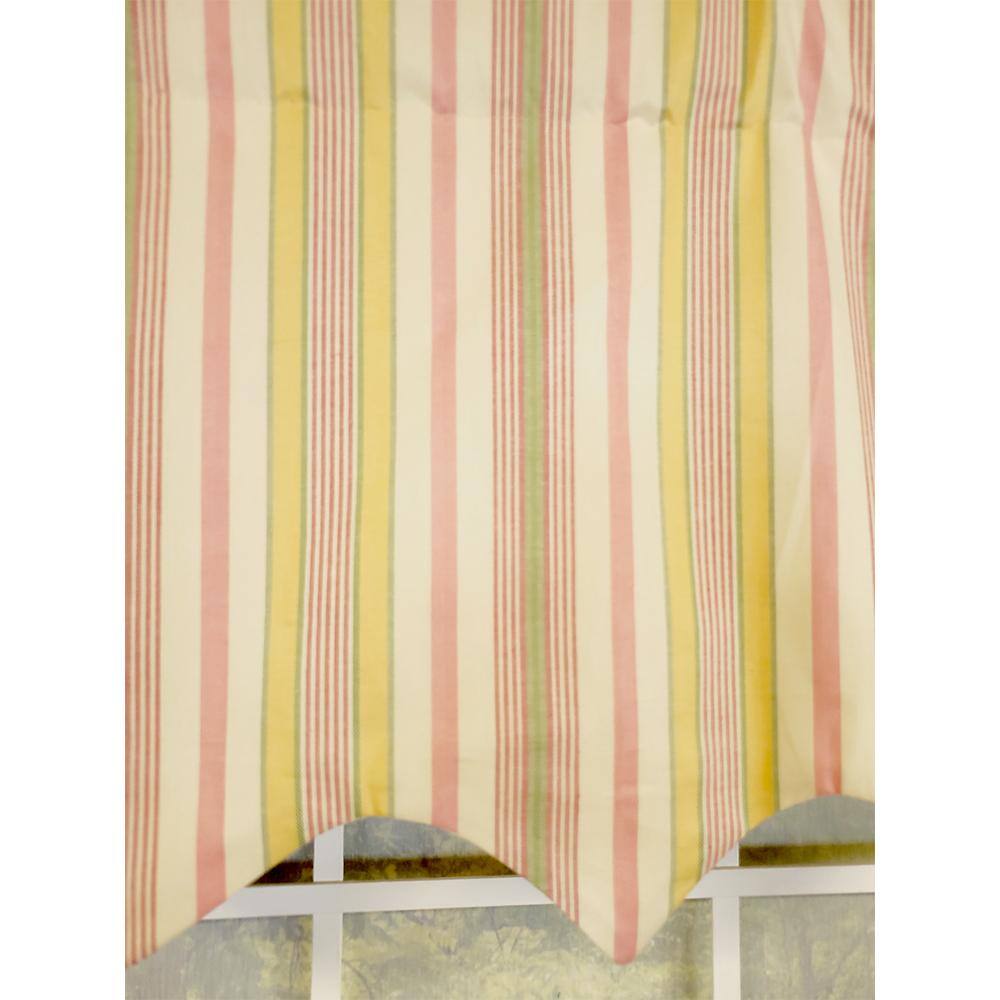 Left. RLF Home - RLF Home Guava Stripe Regal 3" Rod Pocket Lining Luxurious and Elegant Window Treatment Valance 50" x 17" Pink - Pink.