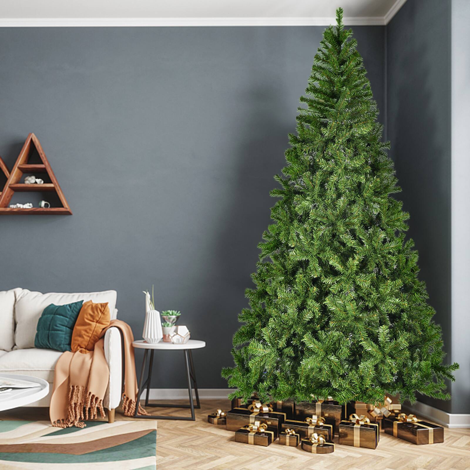 Alt View 5. SKONYON - 7.5ft Artificial Christmas Tree with 1405 Branch Tips Full Holiday Xmas Tree for Home Decoration - Green.