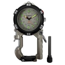 Dakota - Flint Clip-On Survival Watch – Outdoor Tool with Flint Fire Starter, LED Flashlight & Bottle Opener – - Silver